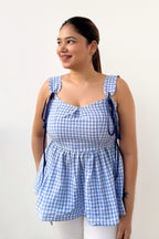 Gingham Checks Peplum Top
