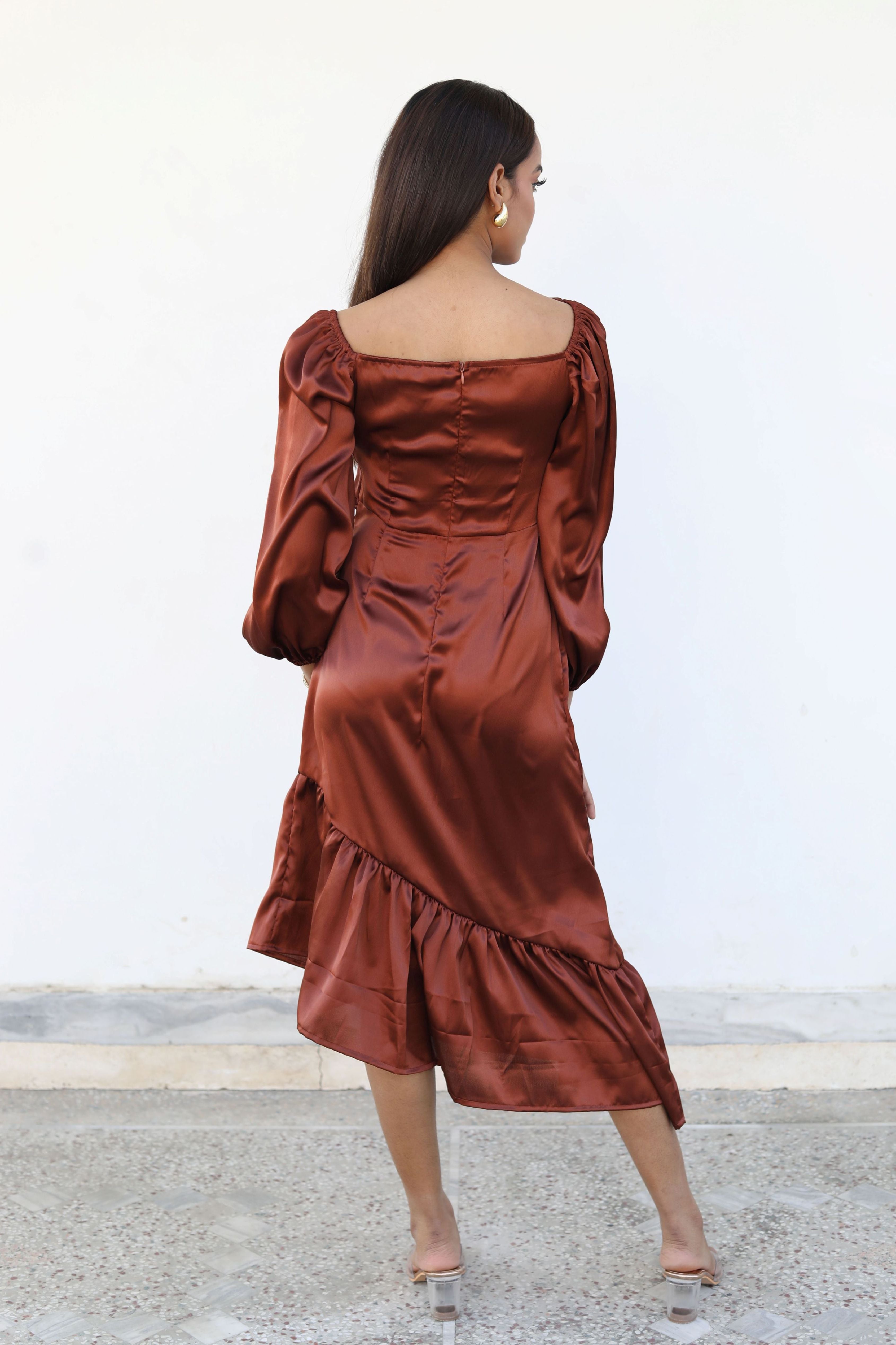 Asymmetrical Satin Dress