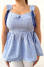 Gingham Checks Peplum Top
