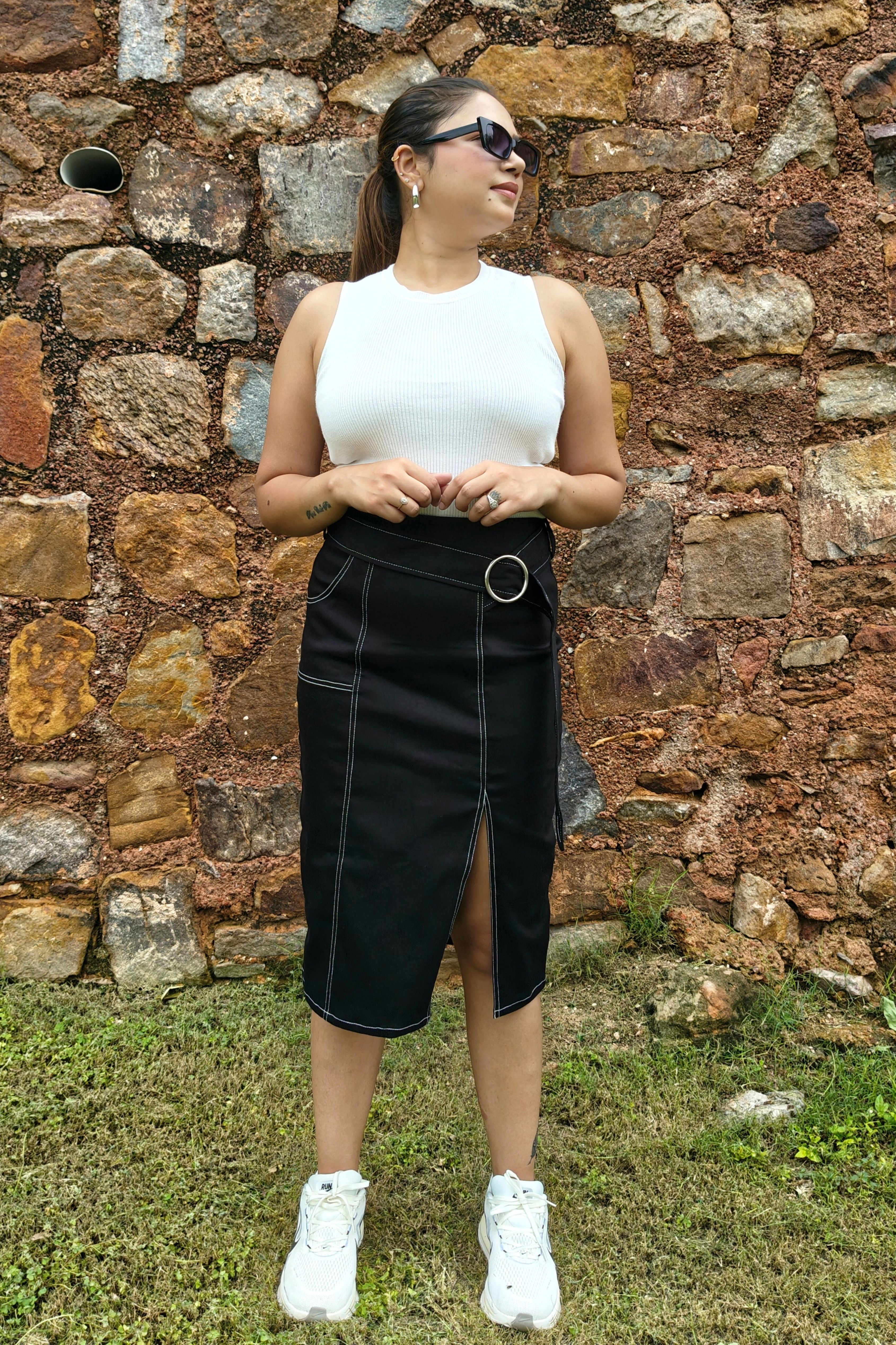 Urban Slit Denim Skirt