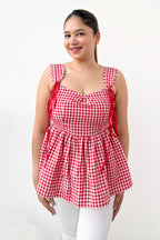 Gingham Checks Peplum Top