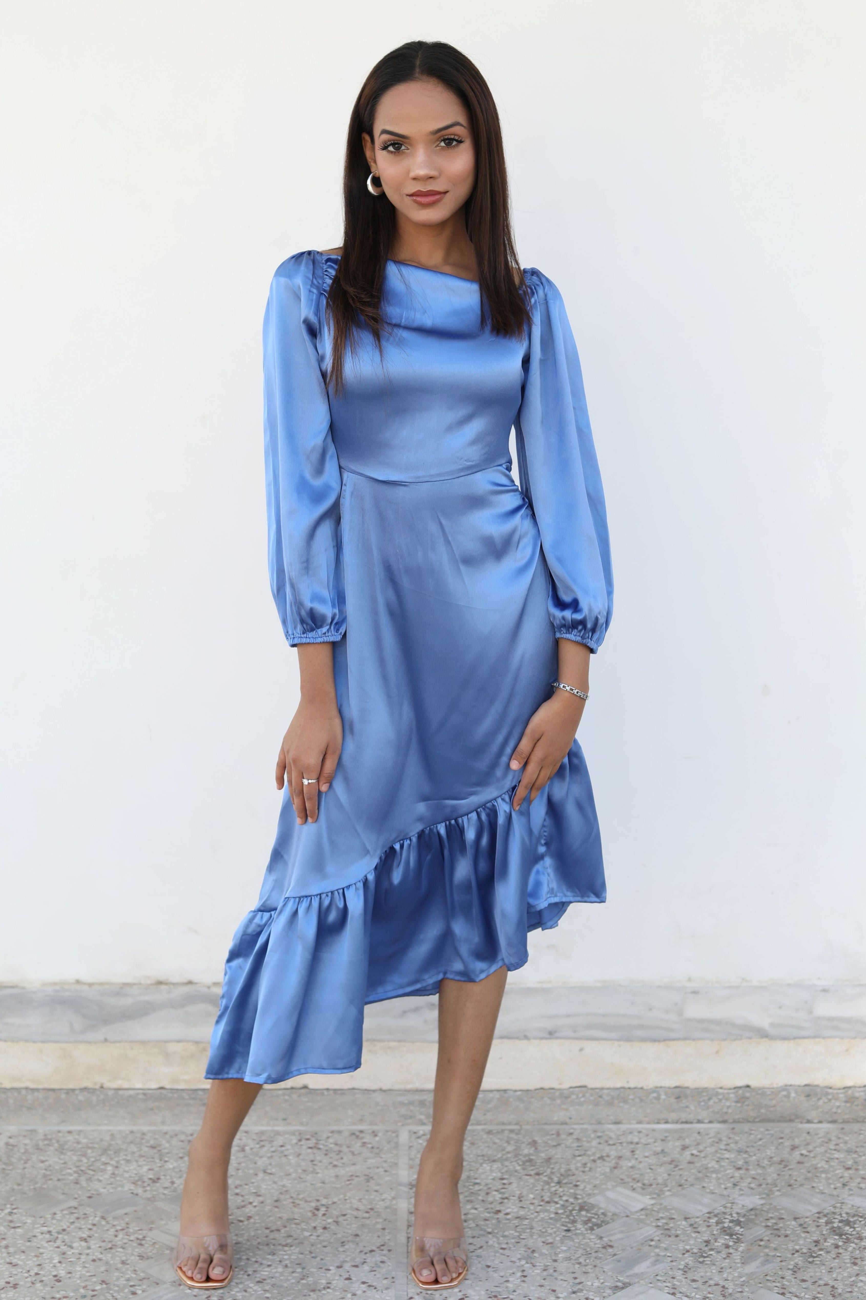 Asymmetrical Satin Dress