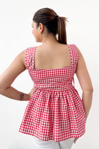 Gingham Checks Peplum Top