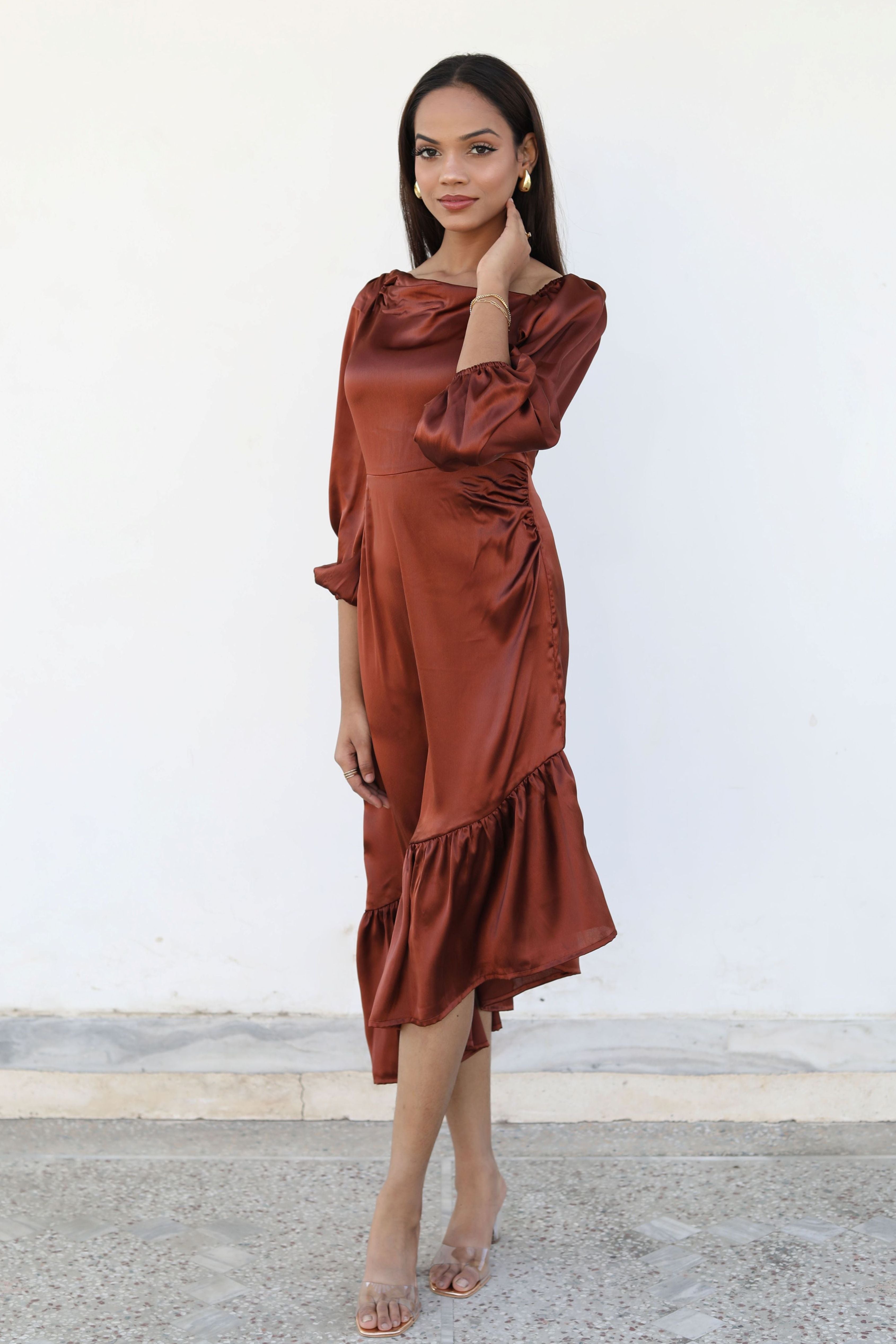 Asymmetrical Satin Dress