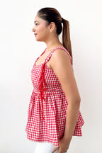 Gingham Checks Peplum Top